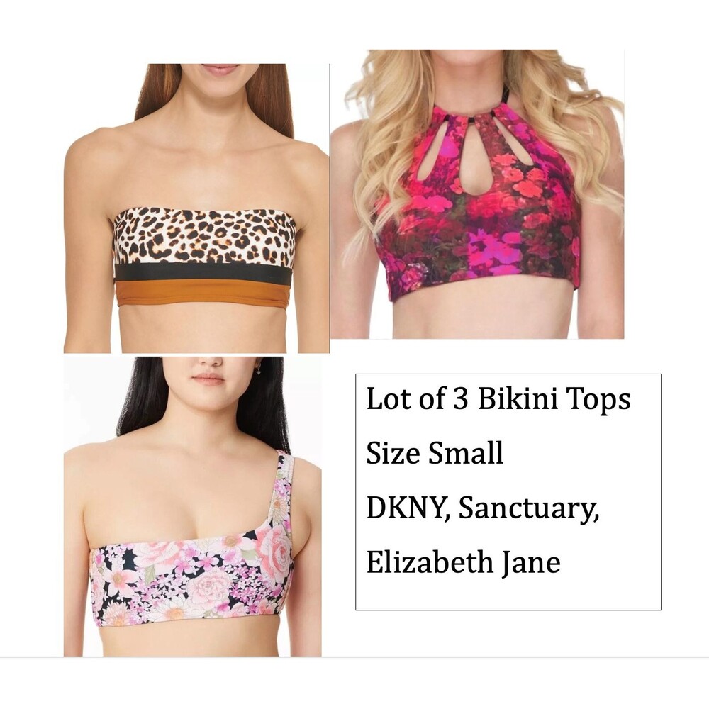 Lot Small Swim Bikini Tops DKNY Sanctuary Macy's 3 Pieces